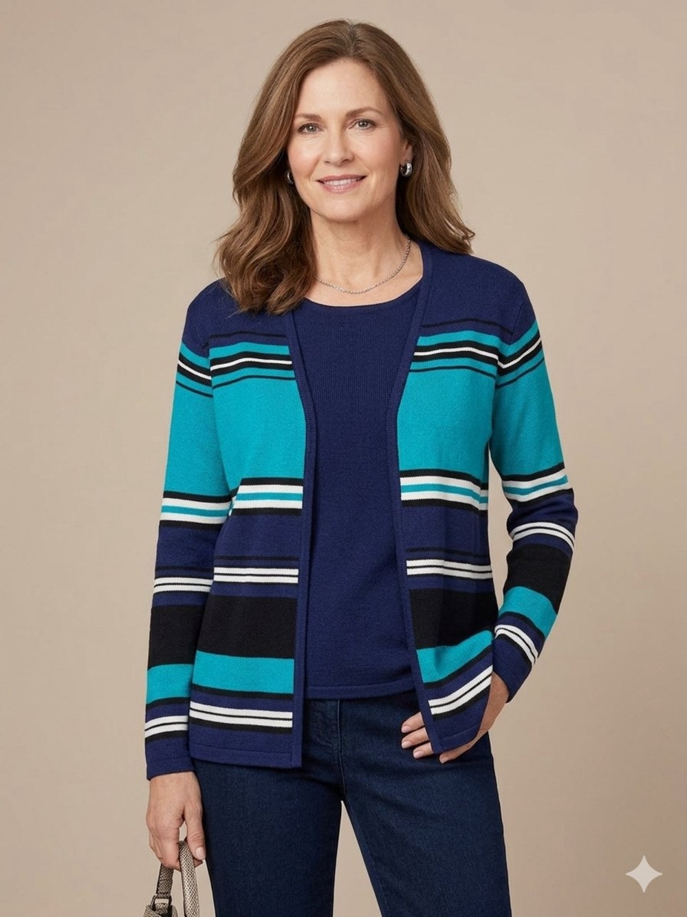 Sag Harbor Cardigan Sweater attached tank 1X